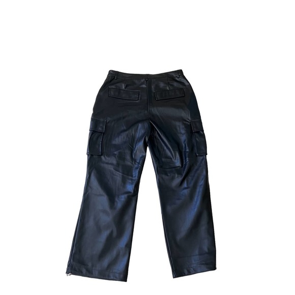 NWT 7 For all mankind faux leather black cargo pants sz Large - Picture 3 of 9